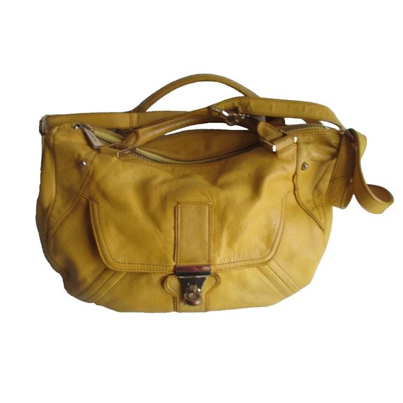 *Botkier Golden Yellow Pebbled 2-Way Shoulder Satchel Bag - Picture 1 of 12